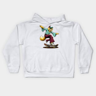 Retro Cat Skateboarder - Vintage Style Illustration Kids Hoodie